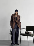 Fashion Leopard Print Suit Blazer Coats Women Harajuku Retro Jacket Female Long Sleeve Tops Autumn Streetwear Loose Outerwear