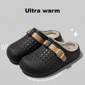 Women's Winter Knitted Mule Slippers Fleece Lined Warm Clogs with Adjustable Buckle Soft Thick Sole Indoor Outdoor House Shoes