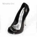 Black Peep Toe Metallic Heels Pumps for Women Silver Rivets Extremely High Heels Sexy Slip On Leather Stiletto Women's Shoes