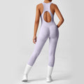 Women Yoga Seamless Peach Booty One-Piece Yoga Bodysuit - V-Back Tummy Control Gym Outfit for Women - Sexy Workout Jumpsuit Fitness Bodycon