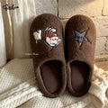 XIXITIAO Winter Japanese-style Flat Cotton Slippers Men Women Fashion Cute Puppy Soft Bedroom House Shoes Indoor Antislip Slides