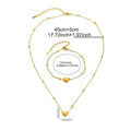 Stainless Steel Gold Color Heart Love Chain Necklace Bracelets Earrings For Women Girl New Fashion Non-fading Jewelry Set
