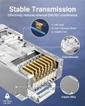 Boots RJ45 Strain Relief Cat6 Shielded RJ45 Pass Through Connectors with Strain Relief Boots Cat6 Ethernet Modular Plug Network Cable, Supports 10Gbps