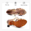 Women Shoes Latin Dance HROYL Ballroom Latin Dance Shoes Ladies Girls New Silk Satin Shiny Rhinestone Cuban High Heels Party Salsa Dance Shoes Women