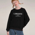 Ladies Hoodie Fashion O-neck Black Long Sleeve Pullover Girl Girl Student Sports Pullover Simple English Print Hoodie Tops