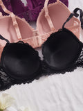 PEACE IN LOVE 3PCS Floral Lace Women Bras Rhinestone Push-Up Bra Elegant Everyday Lingerie Top