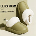 Waterproof Winter Warm House Slippers for Men Women Plush Fuzzy Lining Indoor Shoes Wear Resistant Sole Cozy Home Footwear