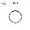 Titanium Nose Piercing 1/10Pcs F136 Titanium 16G/18G CZ Wholesale Side Prong Set Half Circle Cubic Zircon 6/8/10/12mm Hoops Nose Cilcker Conch Piercing