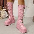 2026 New Women Platform Boots High Quality Punk Gothic Booties Fashion Knee-high Boots Belt Buckle Large Size Shoes for Women