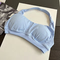 Halter Neck Backless Sports Bra & Peach Hip-Lifting Fitness Set - Push-Up Yoga Tank Top Bra for Pilates