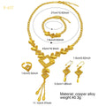 Dubai Gold Color Jewelry Set For Women Wedding Bridal Long Tassel Necklace And Earrings Set African France Party Gifts