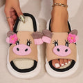 Couple Breathable Linen House Slippers Autumn Winter 2025 Cute Cow Thick Bottom Plus Size Women Indoor Shoes Platform Slides 45