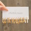 Fashion Geometric Hoop Earrings Set for Women Vintage Bohemian Pearl Gold Color Round Earring Punk Daily Wear Jewelry Gifts 2025