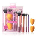 4PCS Gradient Pink-Purple Makeup Brush Set with Beauty Sponges Ultra-Soft Bristles Ideal for Full Face Makeup Gift