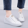 Women Leather Pu Casual Shoes New 2025 Woman Shoes Fashion Embroidered White Sneakers Breathable Flower Lace-Up Women Sneakers