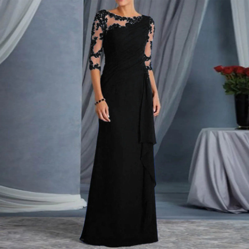 BWQ Elegant Dresses For Women Wedding Guest Cocktail Party Dress Sexy Lace Patchwork Prom Long Dresses Evening Gowns