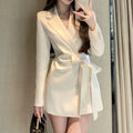 Mid Length Dress Women Blazer Dresses A Line Vestidos Y2k Streetwear Full Sleeve Tight Waist Elegant Party Night Work 2026