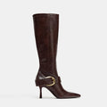 Fashion Style New Women Knee Stilettos Boots Sexy Boots Pointed Toe Party Shoes Ankle Big Buckle Strap Zipper Party