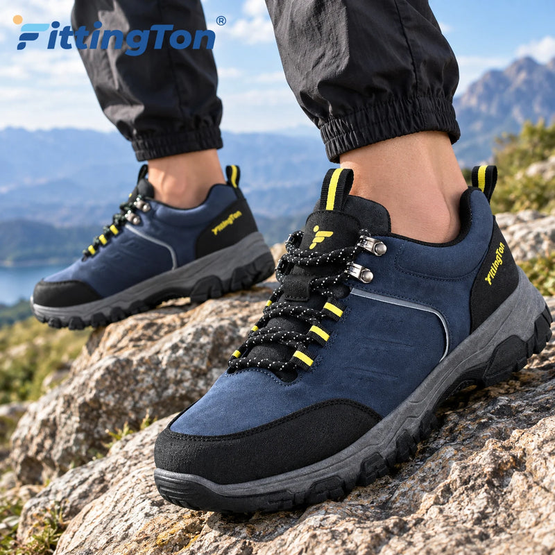 Fittington Men'S All-Terrain Thick Sole Hiking Shoes, Breathable Wear Resistant Non-Slip For Outdoor Sports Sneakers
