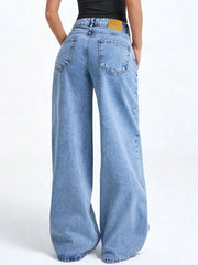 Trend Casual Versatile Low Waist Floor-Length Pants 2026 Autumn New Snow Washed Loose Wide Leg Women's Jeans