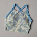 Women Color Block Print Backless Sports Bra With Fixed Pads Yoga Outfit Shockproof High Waist Workout Pants Set