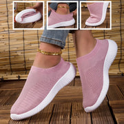 Women's Sneakers Breathable Knitted Mesh Comfortable Flat Lace Up Shoes Trendy Fashionable Casual Outdoor Women Running 2026