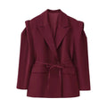 7 Color Autumn Lacing Up Bow Sashes Wide Shrug Shoulder Long Sleeve Blazer Chill Vintage Women Pockets Loose Suit Coat