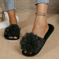 Winter Furry Slippers for Women, Thick Plush, Warm, Non-Slip, Thick-Soled, Indoor Home, Silent, Couple's Cotton Slippers