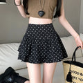 Korean Style Women's Polka Dot Mini Skirt High Waist Ruffle A-Line Casual Commuter Short Half Skirt Liner