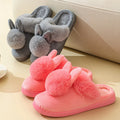 Thick Sole Winter Plush Slippers Cozy Faux Rabbit Fur Indoor House Shoes for Women & Men Couple Matching Slides with Closed Back