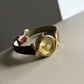 NEW Elegant Woman Small Gold Watches Retro Literary Small Dial Women's Bracelet Cowhide Strap Simple Quartz Ladies Watch
