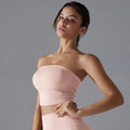 Women Padded Bandeau Tube Top Strapless Wireless Sports Bra Solid Bodycon Yoga Crop Top Push Up Underwear Sexy Fitness Gym Top