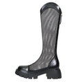 Women Summer Knee-high Mesh High Boots Female Breathable Platform Mesh Lace-up Knight Boots Thick Heel Hollow Long Knight 2025
