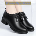 CINESSD 2023 New Fashion Lace Leather Platform Pumps Korean Style Casual Waterproof Pointed Toe Shoes for Women Spring Autumn