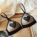 Women French Style Heart Lace Lingerie Set Thin Wirefree Front Hook Minimizer Bra Pure Gentle Brassiere And Matching Panties