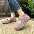 Women Knit Slip On Shoes Breathable Mesh Flat Loafers Lightweight Comfort Soft Sole Walking Casual Shoes For Elderly Ladies