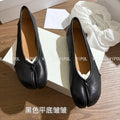 Women's Fashion Casual Pleated Soft Leather Split-Toe Pig Trotters Ballet Flat Loafers Shoes Plus Size Ladies Walking Shoes