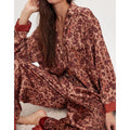Silk Satin Pajamas Set for Women 2 Piece Floral Loose Pjs Wide Leg Sleep Loungewear Pants with Long Sleeve Button down Shirts