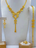 Dubai Gold Color Jewelry Set For Women Wedding Bridal Long Tassel Necklace And Earrings Set African France Party Gifts