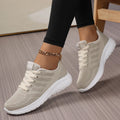 Four-Season Women's Casual Sports Shoes, Breathable Solid Color Work Shoes, Student Running Shoes, Mesh Lace-Up Travel Shoes, Flat Women's Shoes, Low-Top Women's Shoes