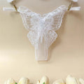Gold Thread Embroidered Transparent Mesh Thong Sexy Exquisite Beauty Butterfly G-strings Perspective Lingerie Plus Size XS-XXL