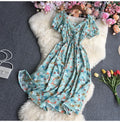 YuooMoo Women Dress 2025 New Fashion Vintage Floral Print Long Summer Dress Streetwear Lady Outfits Vacation Robes Femme