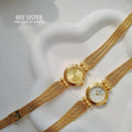 Luxury Business Women For Watches High-end Jewelry Wheat Strap Quartz Watch Gold White Surface Circular Dial Ladies' Wristwatch