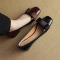Spring Autumn Women's Bow Retro Middle Heel Single Shoes Woman Square Head Leather Pumps Fashion Elegant Thick Heeled Loafers