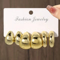 Punk Smooth Chunky Metal C-shaped Earrings For Women Fashion Thick Stud Earrings Vintage Aesthetic Set Jewelry Gifts
