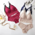 Lace Sexy Women Underwear Set Seamless Wire Free Bra Sets Hollow Out Bra and Panty Sets For Women Embroidery Intimates Lingerie