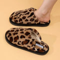 Leopard Print Furry Fur Slippers for Women Soft Sole Non Slip Winter 2026 couple Slippers Women Faux Fur Comfortable Plush Shoes