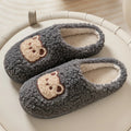 Cute Bear Fluffy Slippers Warm Plush House Shoes for Women and Men