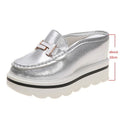2022 Slides Platform Wedge Slippers Loafers Height Increasing Shoes Women Moccasin Mules Sandals for Women Summer Footwear White