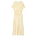 Women's Dress 2026 Summer New Style Solid Color Short Sleeve Ruffle Decor Midi Maxi Dress Elegant and Gentle Romantic